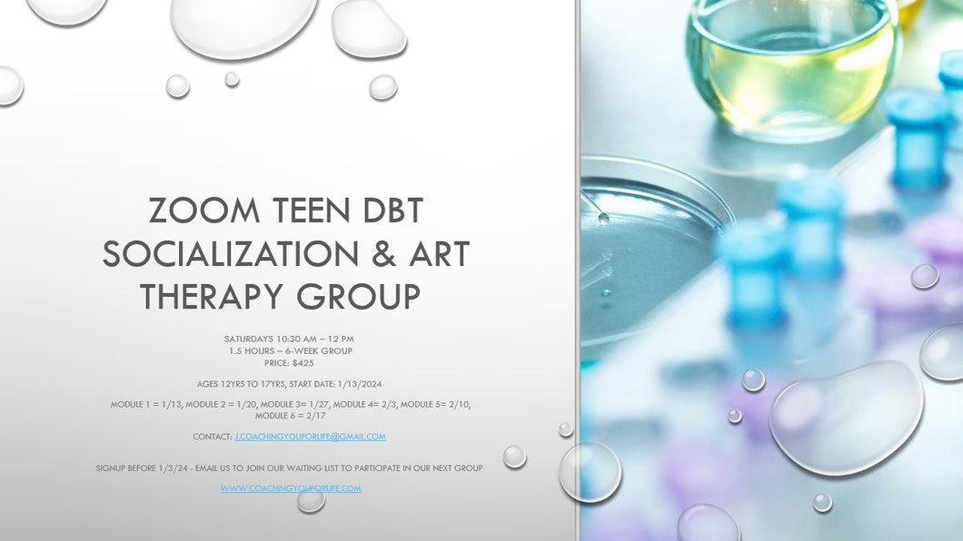 ZOOM Teen DBT Socialization & Art Therapy - 6 Week Program (Awesome Brunch Crew) - SOLD OUT